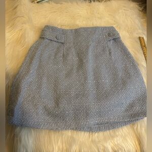 SHEIN XS light blue woven tweed mini skirt with button detail at waist sides